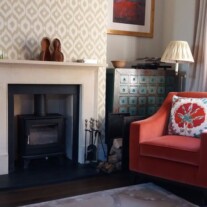 contemporary stone fireplace